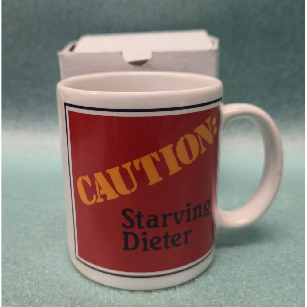 Vintage George Good Message Mug Caution Starving Dieter 80s Japan Ceramic 8oz